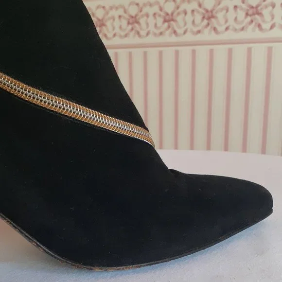 St. John Black Ankle Boots with Gold Accent - Picture 12 of 15